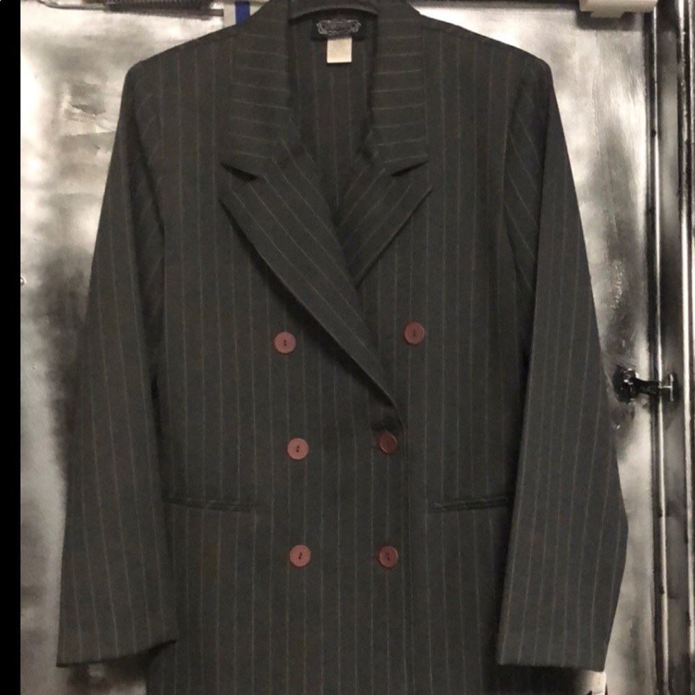 SOLD STYLISH LONGTAILORED JACKET IN LAMÉ TENNIS-STRIPES - Picture 5 of 7